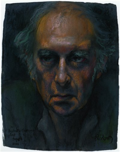Harold Pinter Samuel Beckettin yksinäytöksisessä monologinäytelmässä Krappin Last Tape -muotokuva, Zsuzsi Roboz pastelliväreissä c tekijältä Rudolf Eichstaedt