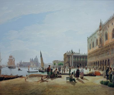 Die Riva degli Schiavoni mit dem Dogenpalast tekijältä Rudolf von Alt