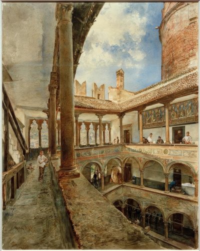 Innenhof des Castello del Buonconsiglio in Trient tekijältä Rudolf von Alt