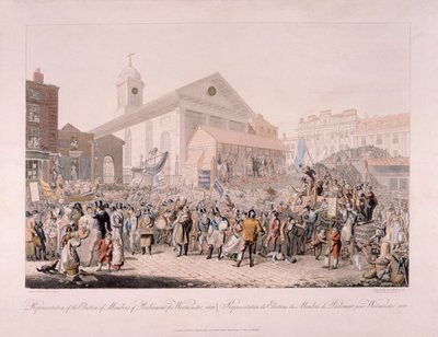 Vaalit Covent Gardenissa, Lontoossa, 1818. tekijältä Rudolph Ackermann