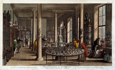 Sisäkuva Wedgwood-posliiniliikkeestä Lontoossa R. Ackermannin litografia tekijältä Rudolph Ackermann