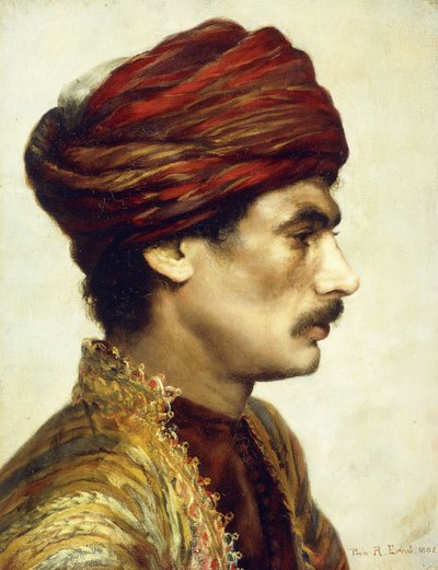 Profiilimuotokuva miehestä punaisessa turbaanissa, 1882 tekijältä Rudolphe Ernst