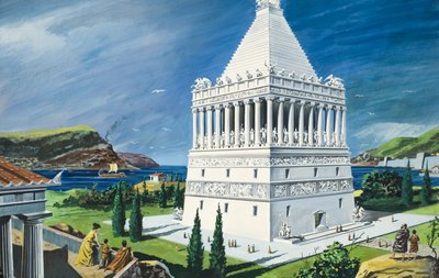 Halikarnassoksen mausoleumi, valmistui 353 eaa. (guassi paperille). tekijältä Ruggero Giovannini