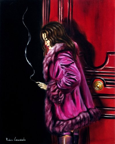 Nightfall Cafe, 2025 (öljy kankaalle) tekijältä Ruslana Levandovska