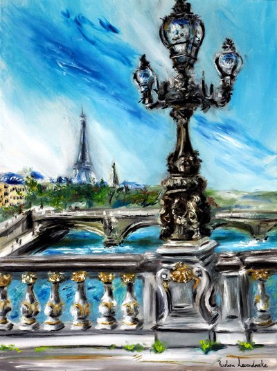 Pont Alexandre III Pariisi, 2022 (öljy kankaalle) tekijältä Ruslana Levandovska