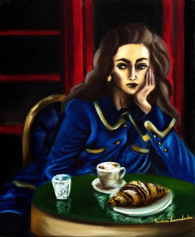 Pariisin kuiskaukset, 2024 (öljy kankaalle) tekijältä Ruslana Levandovska