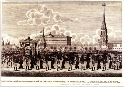 Keisari Aleksanteri I:n hautajaiset Moskovan Kremlissä, 1828 tekijältä Russian Master