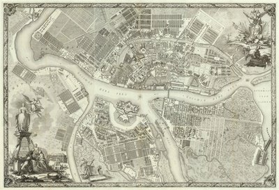 Pietarin kartta Kirja Pietarin perustamisen 50-vuotisjuhlaan, 1753 tekijältä Russian Master