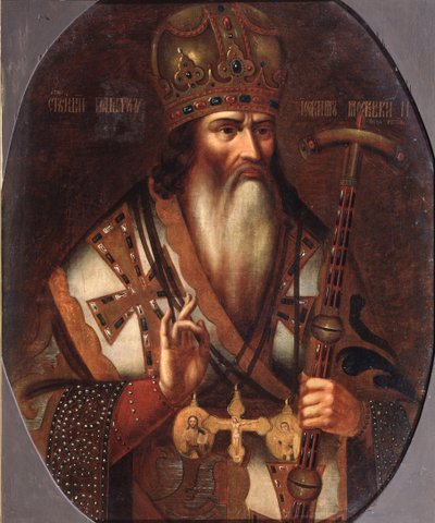 Moskovan patriarkan Joachimin muotokuva 1674-1690, 1600-luvun loppu. tekijältä Russian Master
