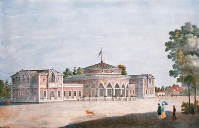Rautatieasema ja ranskalainen ravintola Catherine Parkissa, 1824 tekijältä Russian School