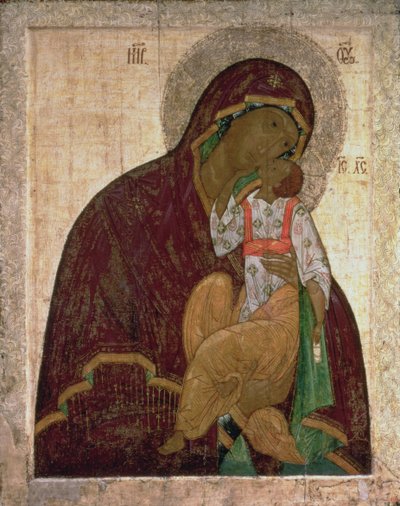 Nöyryyden Yakhroma Madonna, venäläinen ikoni, mahdollisesti Pihkovan koulu (tempera paneelissa) tekijältä Russian School