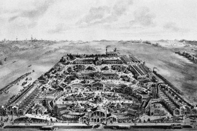 Näkymä 1882 All-Russian Exposition, Khodynka, Moskova, Venäjä tekijältä Russian School