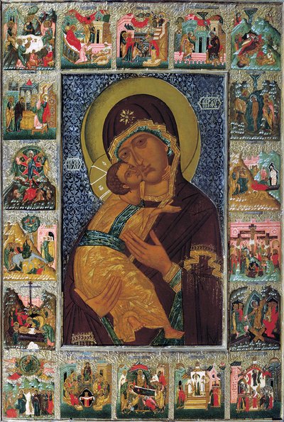 Vladimirin neitsyt, 1500-luku. tekijältä Russian icon.