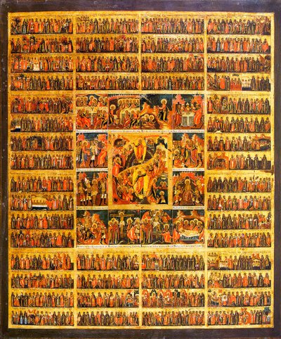 Calendari anual amb les escenes de la Passió de Crist, segona meitat del segle XIX. finlandès tekijältä Russian icon.