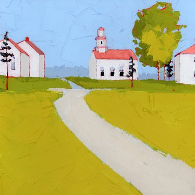 Meeting Placee, 2025 (akryyli puupaneelille) tekijältä Ruth Lague