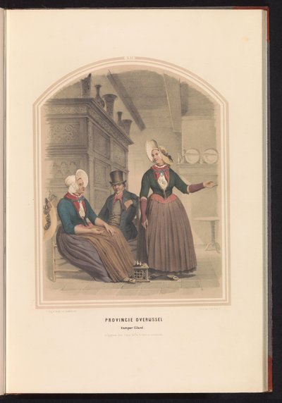 Kampenin perinteinen puku Overijsselissä, 1857 Overijsselin provinssi Kamper-Eiland / XII (otsikko esineessä) tekijältä Ruurt de Vries