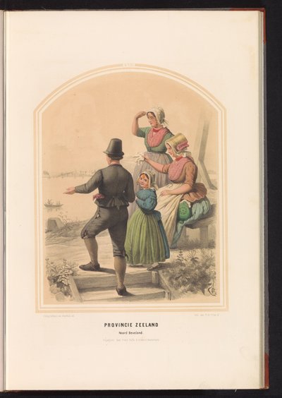 Noord-Bevelandin perinteinen puku Zeelandissa, 1857 Zeelandin maakunta. North Beveland / XVII (otsikko esineessä) tekijältä Ruurt de Vries