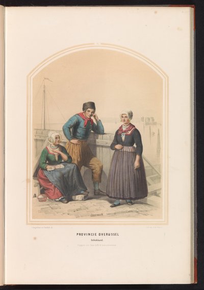 Schoklandin perinteinen puku Overijsselin maakunnassa, 1857 Overijsselin maakunta Schokland / X (otsikko esineessä) tekijältä Ruurt de Vries
