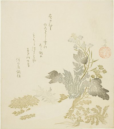 Jättimäinen retiisi (daikon), krysanteemit ja saniaiset tekijältä Ryuryukyo Shinsai