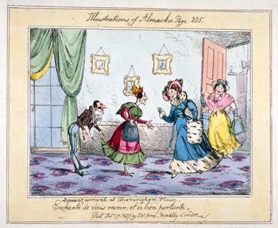 "Louisan saapuminen Birminghamin taloon", 1827 tekijältä SW Fores