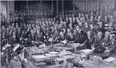 Yksi parlamentin historian merkittävimmistä tapahtumista 3. elokuuta 1914, Cassells History of the British People -julkaisusta, jonka on julkaissut Waverley Book Company Limited, noin 1940. tekijältä S. Begg