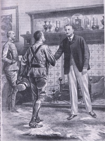 Kun ranskalainen helpotti Kimberleyä. Kenraali French ja Cecil Rhodes, kuva Cassells Romance of Famous Lives, n. 1940 tekijältä S. Begg