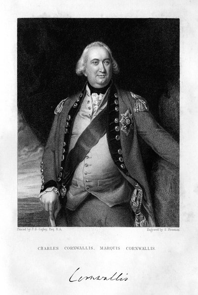Charles Cornwallis 1738-1805, ensimmäinen markiisi Cornwallis, 1839. tekijältä S. Freeman