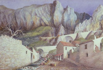 Mentonin rotko, 1882 (wc paperille) tekijältä S. Holden