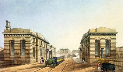 Edge Hillin asema, Tunnelin pää, "Liverpool and Manchester Railway", kaiverrus John Harris, pubi. Ackermann und Co., 1836 tekijältä S. Kelper