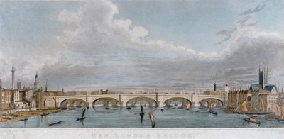 Näkymä London Bridgelle lännestä veneillä Thames-joella, 1829 tekijältä S Rogers