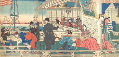 Ulkomaisten kauppiaiden koti Yokohamassa, 9. kuukausi, 1861. tekijältä Sadahide Utagawa