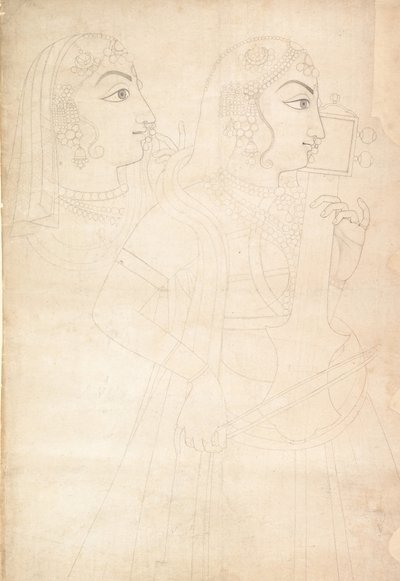Laulaja ja Sarinda Player, n. 1800. tekijältä Sahib Ram