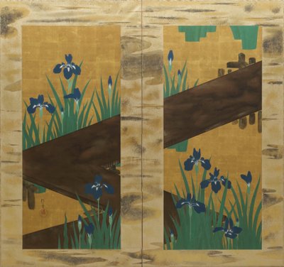 Irises ja Eight-fold Bridge tekijältä Sakai Hoitsu
