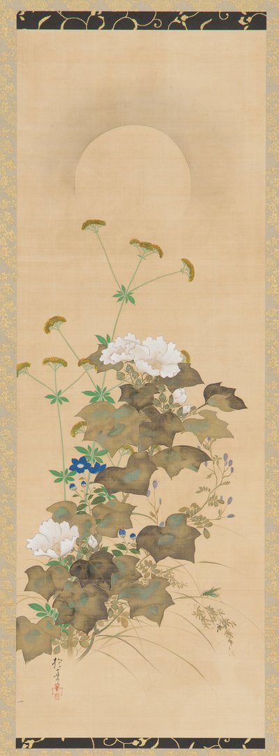 Kuu ja syksyn kasvit, Edo-kausi, 1800-luvun alku. tekijältä Sakai Hoitsu