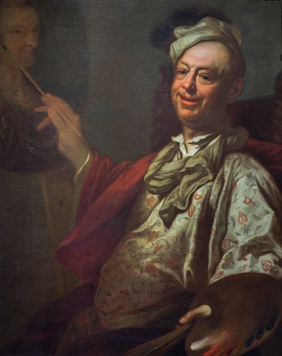 Taiteilijan omakuva maalaustelineessä, n. 1690 (öljy kankaalle) tekijältä Salomon Adler
