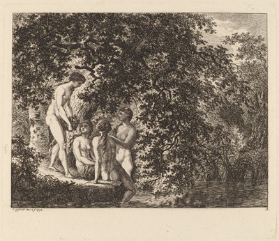 Tyttö kantaa hedelmäkoria, 1770. tekijältä Salomon Gessner
