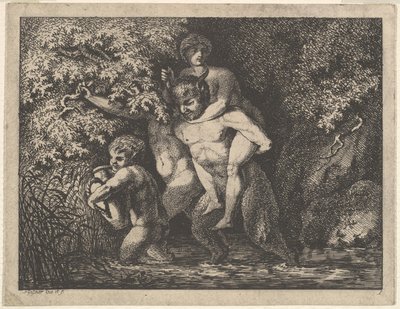 Satyr-perhe, liikkeellä, 1700-luku. tekijältä Salomon Gessner