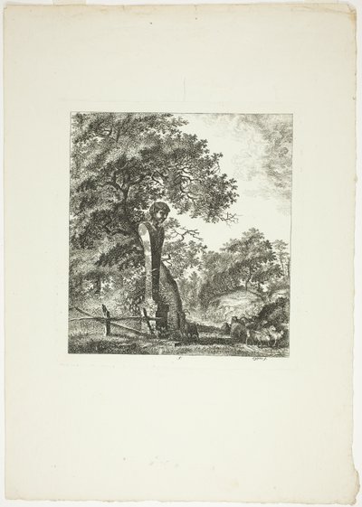 Lammas Pan-patsaan äärellä, levy viisi teoksesta Paysages Dédiés à M. Warelet. tekijältä Salomon Gessner