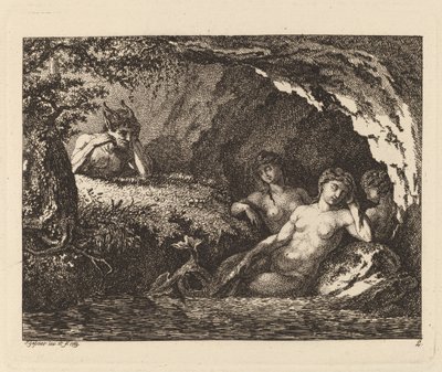 Kolme Sleeping Sprites with Satyr, 1769. tekijältä Salomon Gessner