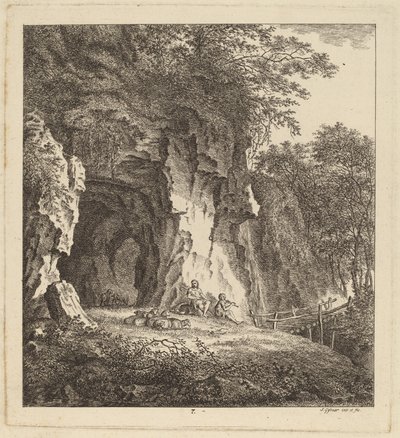 Kaksi paimenta kivisessä maisemassa, 1764. tekijältä Salomon Gessner