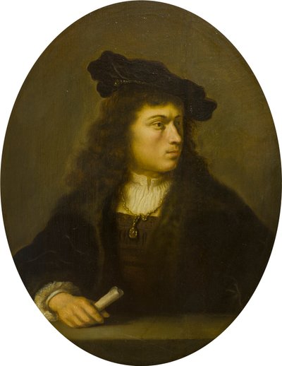 Tuntemattoman miehen muotokuva, n. 1629-56 (öljy paneelille) tekijältä Salomon Koninck