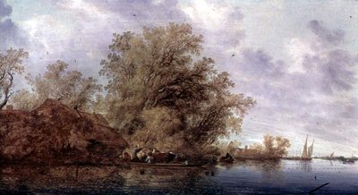 Metsäinen jokimaisema tekijältä Salomon van Ruisdael or Ruysdael