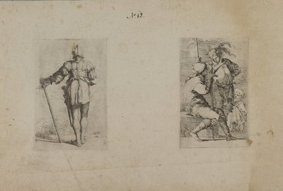 (Figuurisarja) Kypäräpäisen miehen selkä, seisova) tekijältä Salvator Rosa