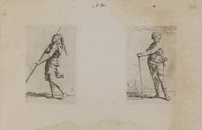 (Figuurisarja) Mies, jolla on höyhenpäähattu, sivukuvaus tekijältä Salvator Rosa