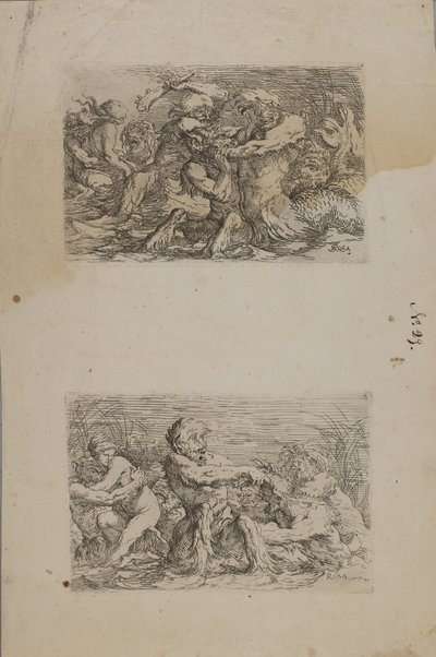 (Figuurisarja) River Gods Battling (Jokijumalat taistelevat) tekijältä Salvator Rosa