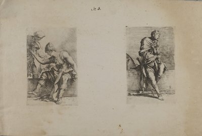 (Figuurisarja) Istuva hahmo, jolla on teräväkärkinen pää tekijältä Salvator Rosa