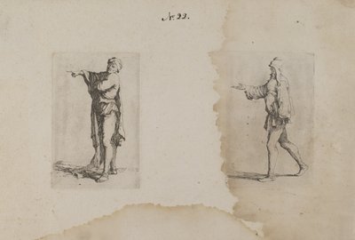 (Figuurisarja) Seisova mies, joka osoittaa vasemmalle tekijältä Salvator Rosa