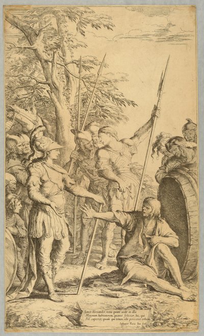 Aleksanteri vierailee Diogenessa tekijältä Salvator Rosa