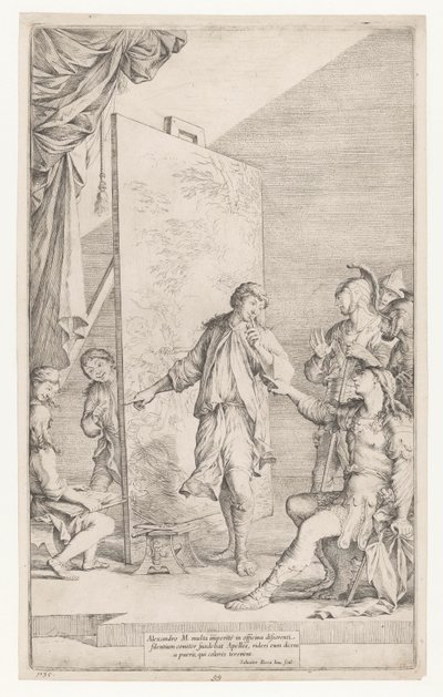 Aleksanteri Suuri Apellesin studiossa tekijältä Salvator Rosa