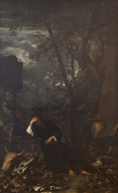 Demokritos meditaatiossa tekijältä Salvator Rosa